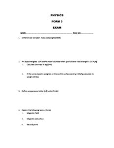 Form Three Physics Handout.pdf Form Three Physics Set 1 QS | Enhanced Education Group