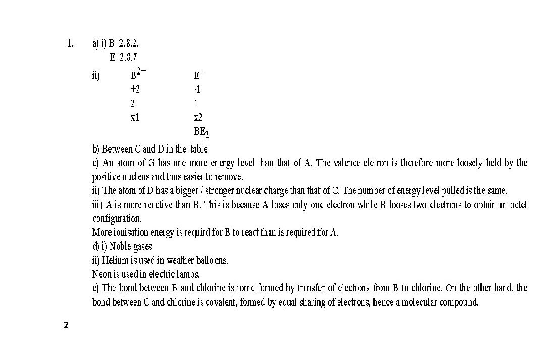 Form Three Chemistry Set 1 MS | Enhanced Education Group